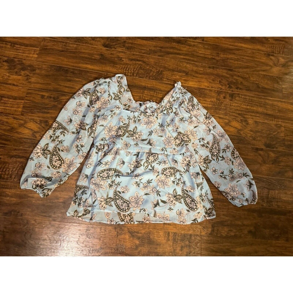 American Eagle Women's Blue Floral Long Sleeve Size Small